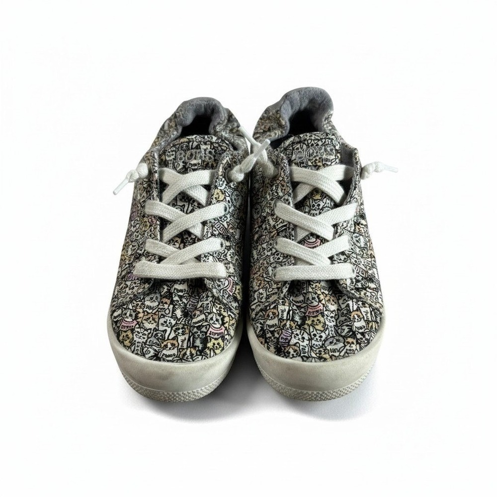 Skechers Bobs Beach Bingo Rover Cat Print Sneakers 113582 Gray Multi Womens 9